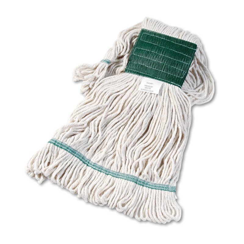SUPER LOOP WET MOP HEAD, COTTON/SYNTHETIC FIBER, 5″ HEADBAND, MEDIUM SIZE, WHITE