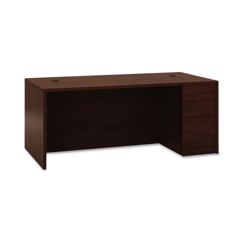 10500 SERIES “L” SINGLE PEDESTAL DESK, RIGHT FULL-HEIGHT PED, 72W X 36D X 29.5H, MAHOGANY