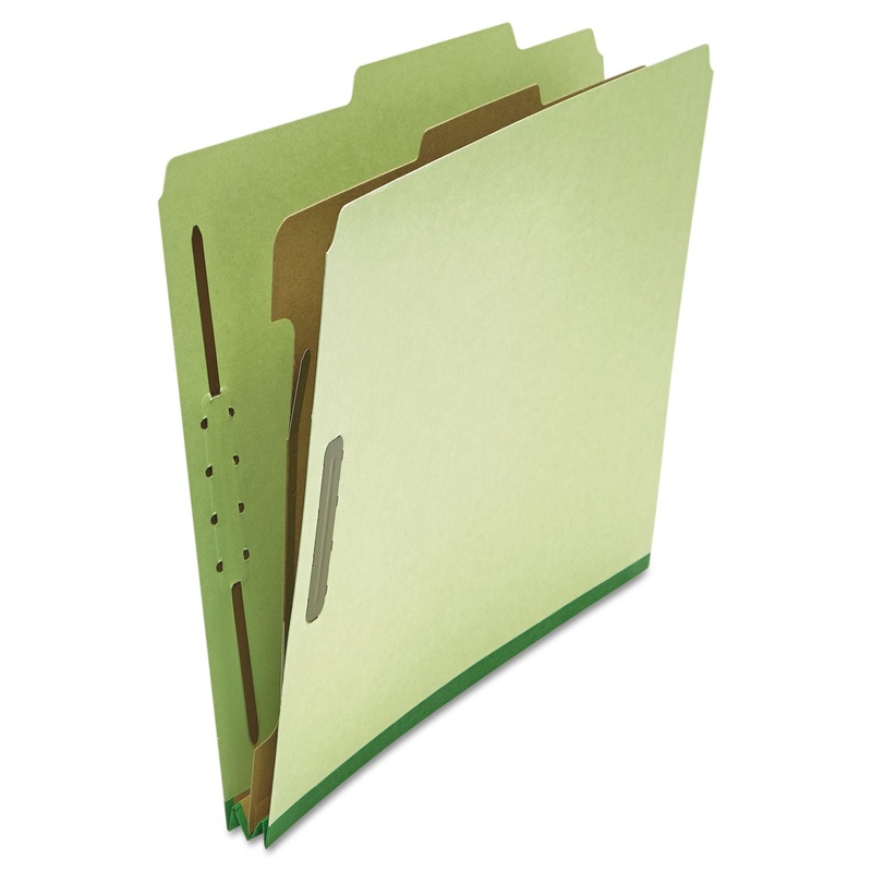 FOUR-, SIX- AND EIGHT-SECTION CLASSIFICATION FOLDERS, 1 DIVIDER, LETTER SIZE, GREEN, 10/BOX