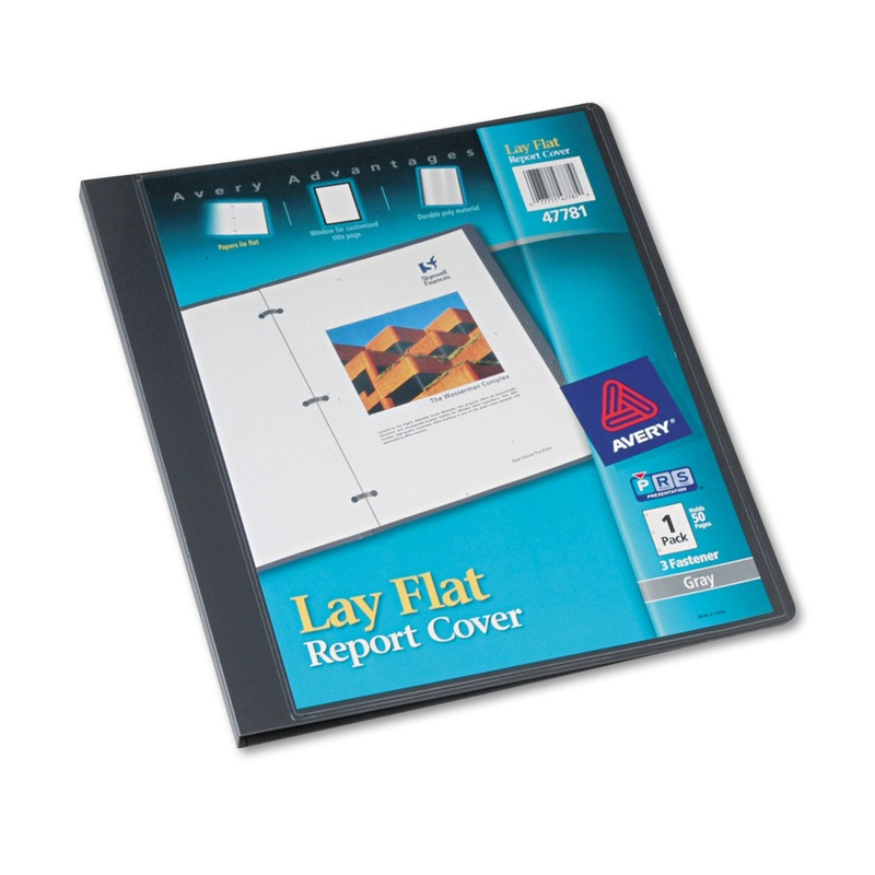Lay Flat View Report Cover W/flexible Fastener, Letter, 1/2″ Cap, Clear/gray