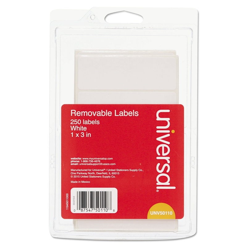 SELF-ADHESIVE REMOVABLE ID LABELS, 1 X 3, WHITE, 5/SHEET, 50 SHEETS/PACK