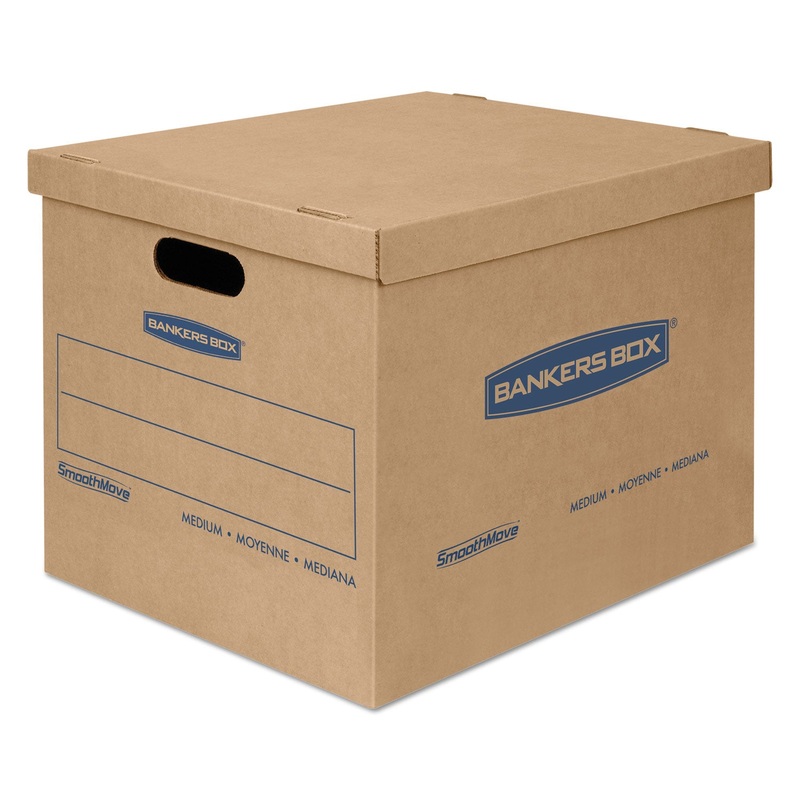SMOOTHMOVE CLASSIC MOVING & STORAGE BOXES, SMALL, HALF SLOTTED CONTAINER (HSC), 15″ X 12″ X 10″, BROWN KRAFT/BLUE, 20/CARTON