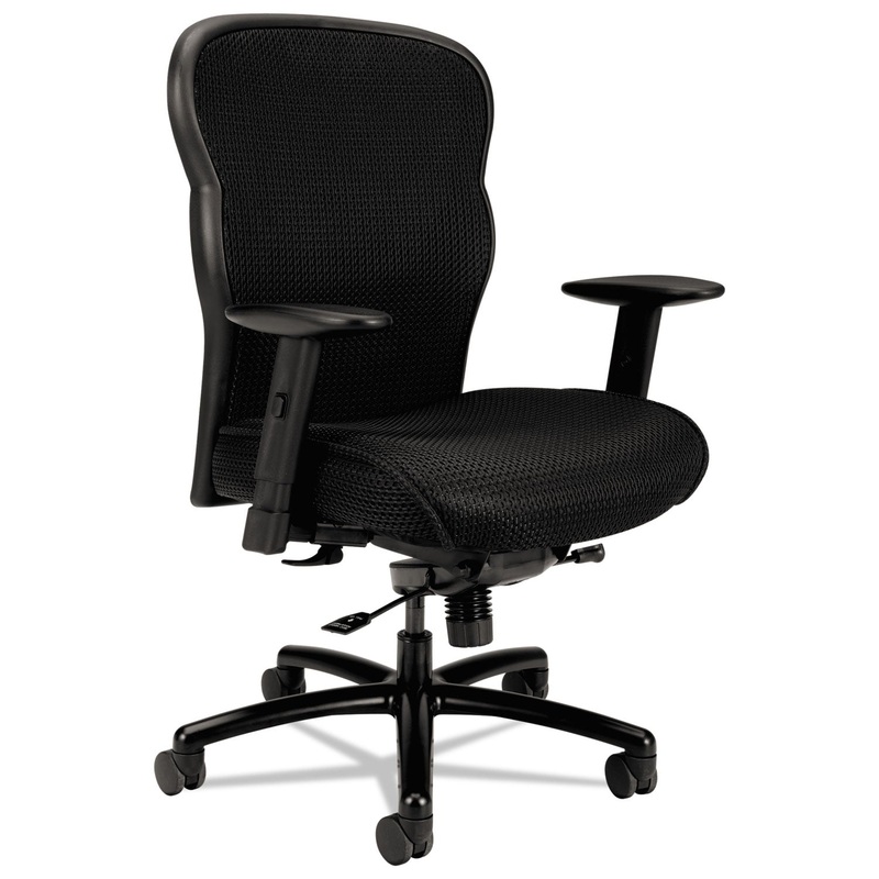 WAVE MESH BIG AND TALL CHAIR, SUPPORTS UP TO 450 LBS., BLACK SEAT/BLACK BACK, BLACK BASE
