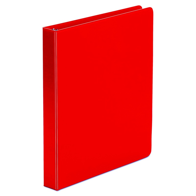 ECONOMY NON-VIEW ROUND RING BINDER, 3 RINGS, 1″ CAPACITY, 11 X 8.5, RED