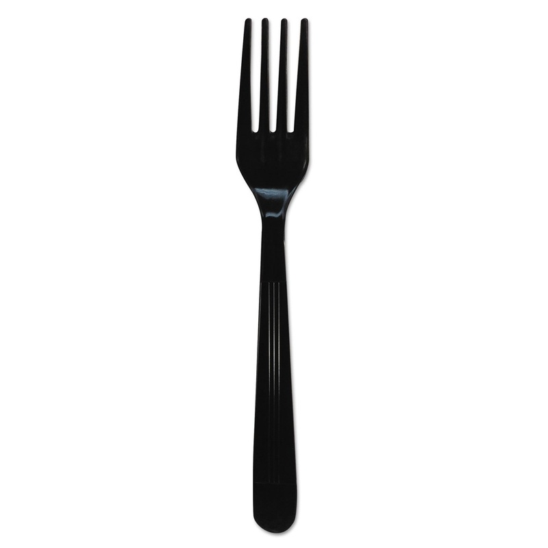 Heavyweight Cutlery, Forks, 7″, Polypropylene, Black, 1000/carton