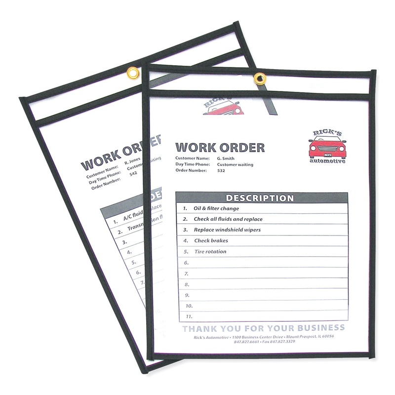 SHOP TICKET HOLDERS, STITCHED, BOTH SIDES CLEAR, 75 SHEETS, 9 X 12, 25/BOX