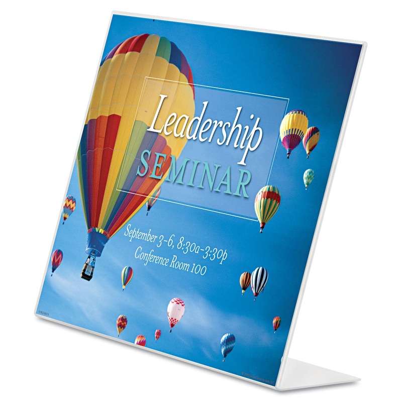 Slanted Sign Holder, Horizontal, 11 X 8 1/2, Clear