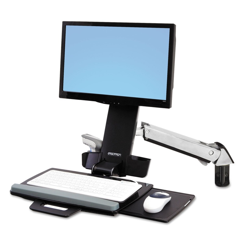 Styleview Sit-Stand Combo System, Polished Aluminum/black