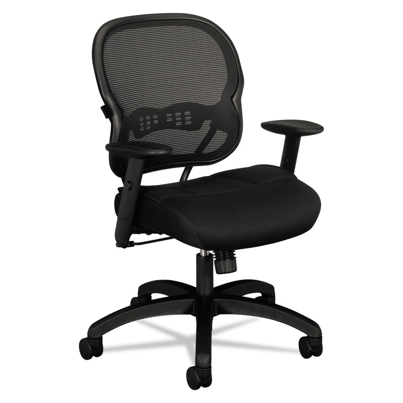 WAVE MESH MID-BACK TASK CHAIR, SUPPORTS UP TO 250 LBS., BLACK SEAT/BLACK BACK, BLACK BASE