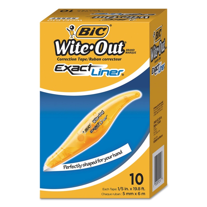 WITE-OUT BRAND EXACT LINER CORRECTION TAPE, NON-REFILLABLE, 1/5″ X 236″, 10/BX