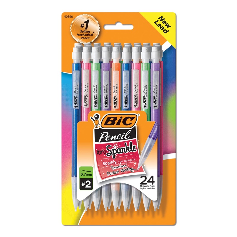 XTRA-SPARKLE MECHANICAL PENCIL, 0.7 MM, HB (#2.5), BLACK LEAD, ASSORTED BARREL COLORS, 24/PACK