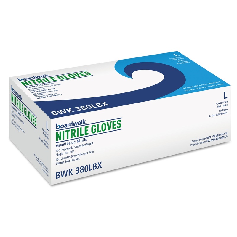 Disposable General-Purpose Nitrile Gloves, Large, Blue, 100/box