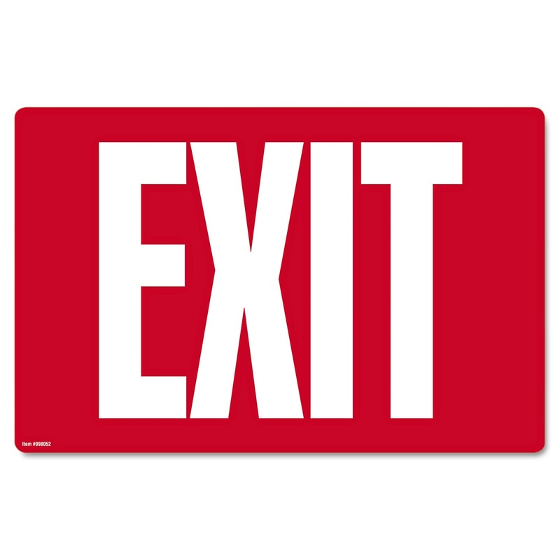 Glow-In-The-Dark Safety Sign, Exit, 12 X 8, Red