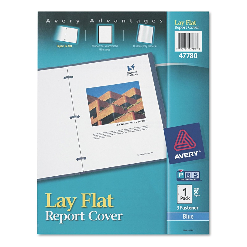 Lay Flat View Report Cover W/flexible Fastener, Letter, 1/2″ Cap, Clear/blue