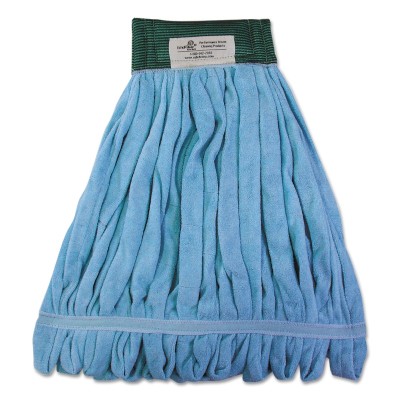 Microfiber Looped-End Wet Mop Heads, Large, Blue, 12/carton