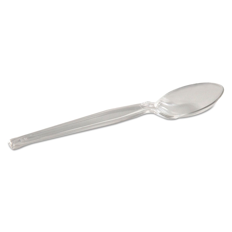 Plastic Cutlery, Heavyweight Teaspoon, Crystal Clear, 6″, 1000/carton