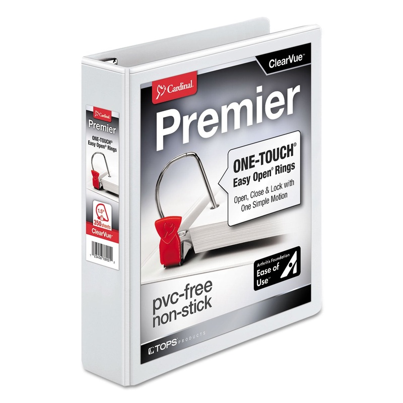 PREMIER EASY OPEN CLEARVUE LOCKING SLANT-D RING BINDER, 3 RINGS, 1.5″ CAPACITY, 11 X 8.5, WHITE
