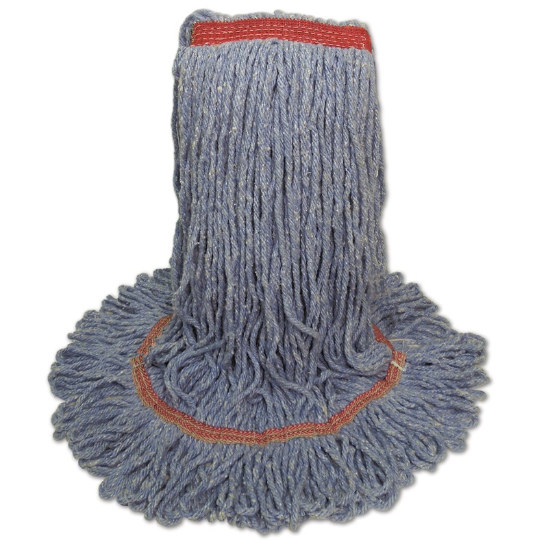 SUPER LOOP WET MOP HEAD, COTTON/SYNTHETIC FIBER, 1″ HEADBAND, LARGE SIZE, BLUE, 12/CARTON