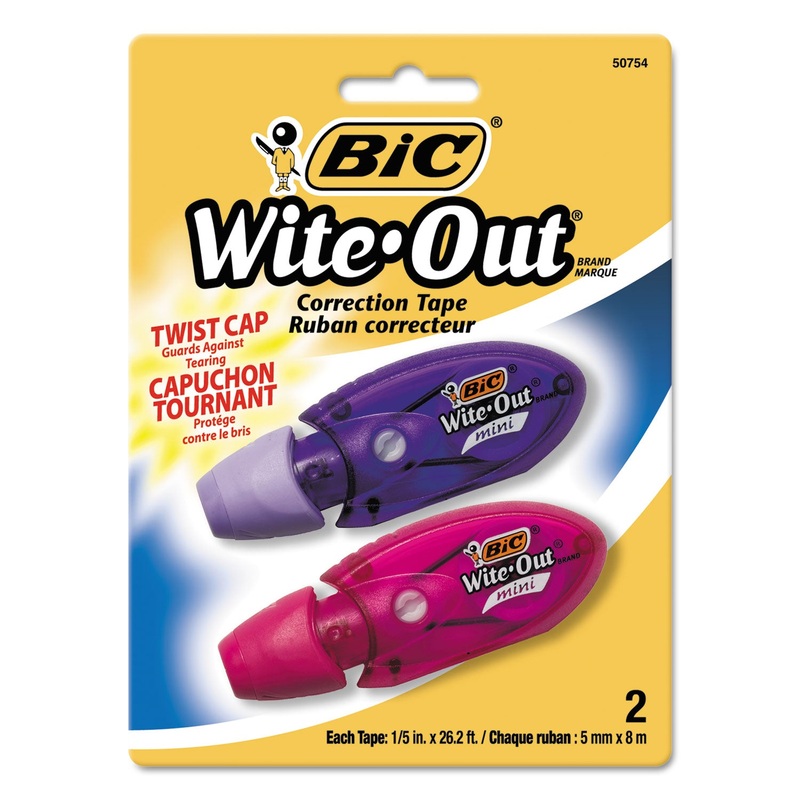 Wite-Out Mini Twist Correction Tape, Non-Refillable, 1/5″ X 314″, 2/pack