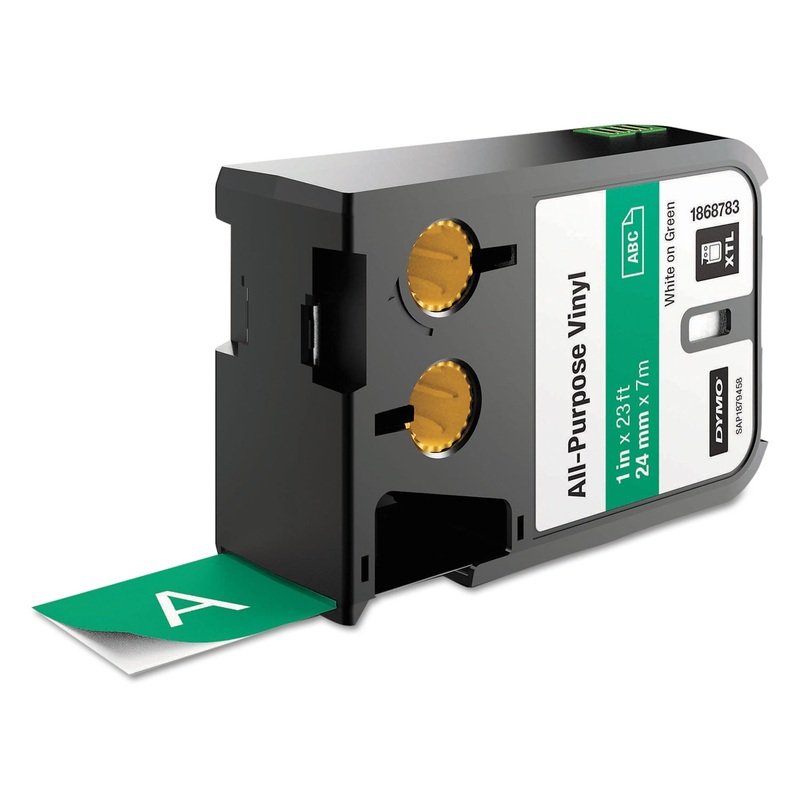 XTL ALL-PURPOSE VINYL LABELS, 1″ X 24.6 FT, GREEN/WHITE PRINT