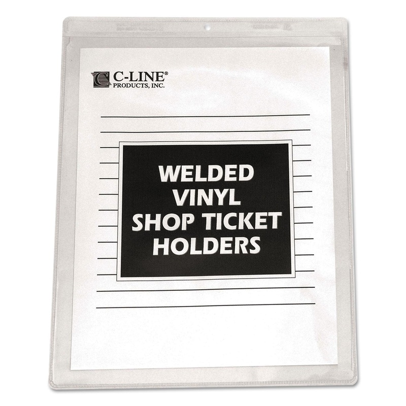 CLEAR VINYL SHOP TICKET HOLDERS, BOTH SIDES CLEAR, 15 SHEETS, 8 1/2 X 11, 50/BX