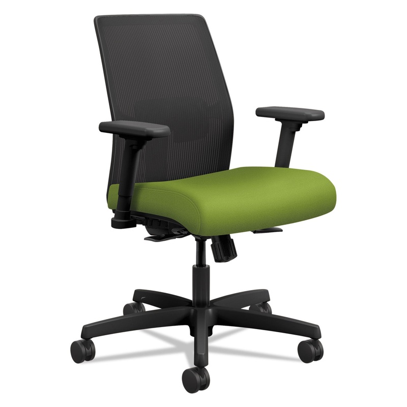 IGNITION 2.0 4-WAY STRETCH LOW-BACK MESH TASK CHAIR, SUPPORTS UP TO 300 LBS., PEAR SEAT, BLACK BACK/BASE