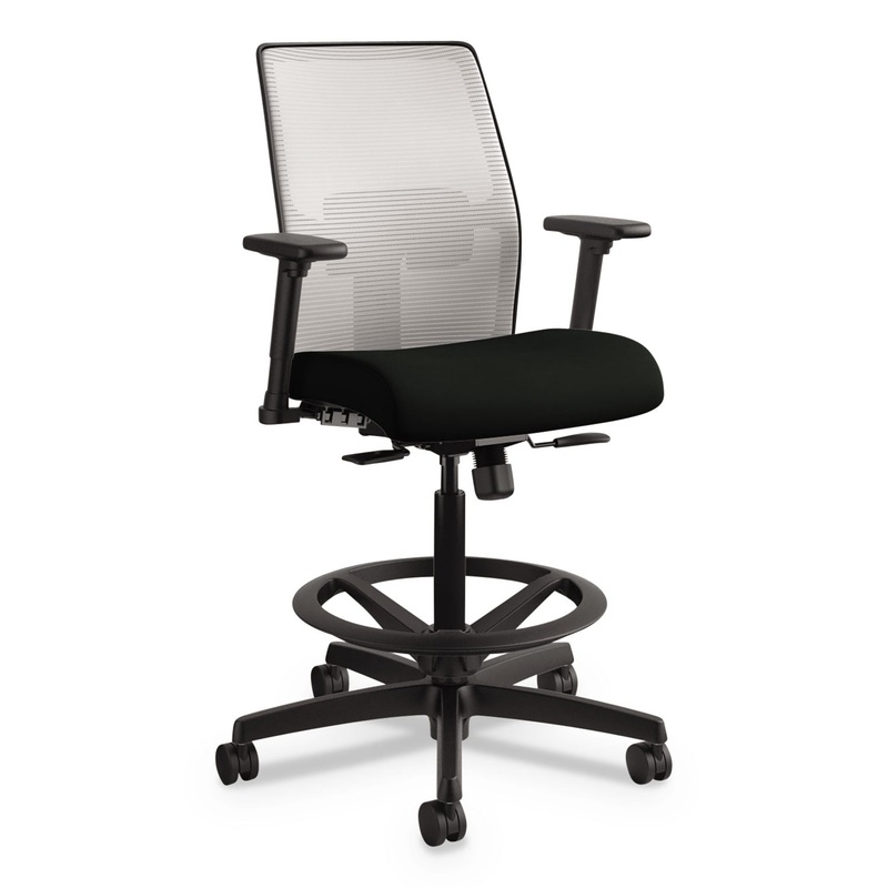 IGNITION 2.0 ILIRA-STRETCH MESH BACK TASK STOOL, 32″ SEAT HEIGHT, UP TO 300 LBS., BLACK SEAT/CHARCOAL BACK, BLACK BASE