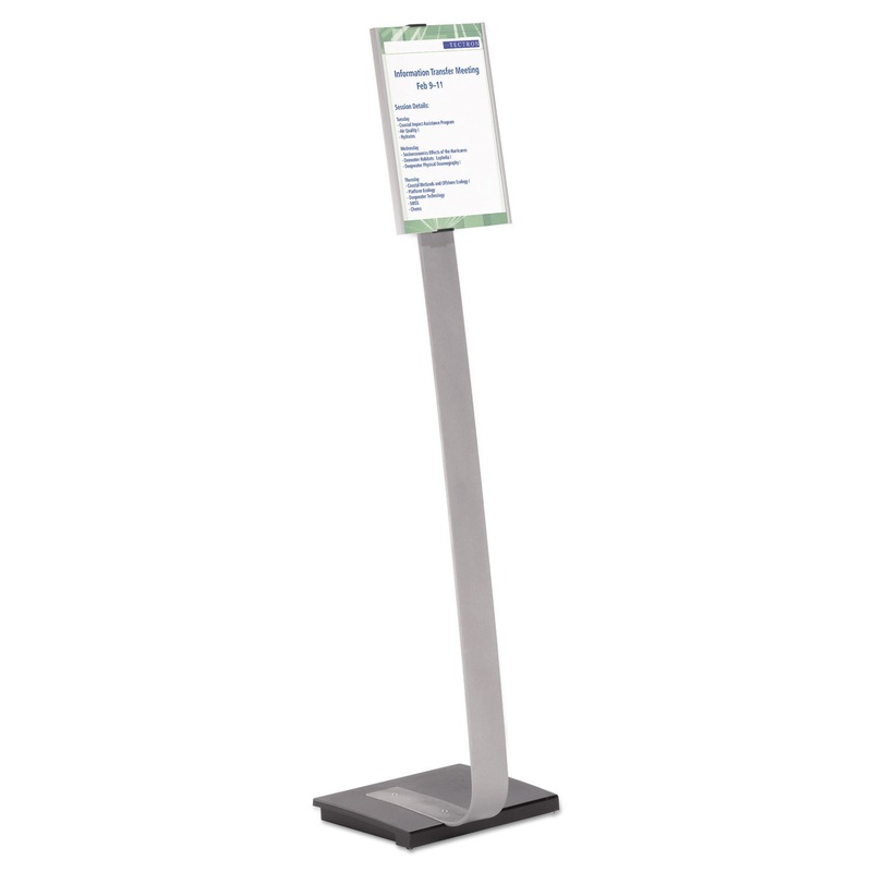 INFO SIGN DUO FLOOR STAND, LETTER-SIZE INSERTS, 15 X 46 1/2, CLEAR