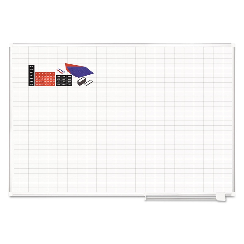 Platinum Plus Magnetic Porcelain Dry Erase Board, 1 X 2 Grid, 72 X 48, Aluminum