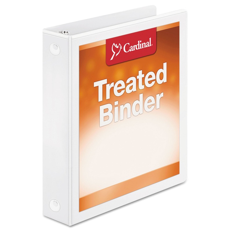 TREATED BINDER CLEARVUE LOCKING ROUND RING BINDER, 3 RINGS, 1.5″ CAPACITY, 11 X 8.5, WHITE