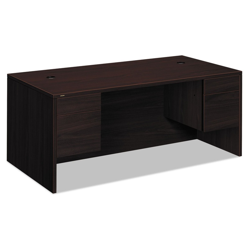 10500 SERIES 3/4 HEIGHT DOUBLE PEDESTAL DESK, 72W X 36D X 29.5H, MAHOGANY
