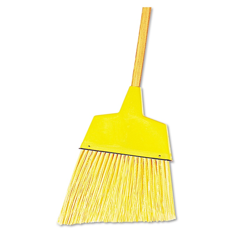 Angler Broom, Plastic Bristles, 53″ Wood Handle, Yellow