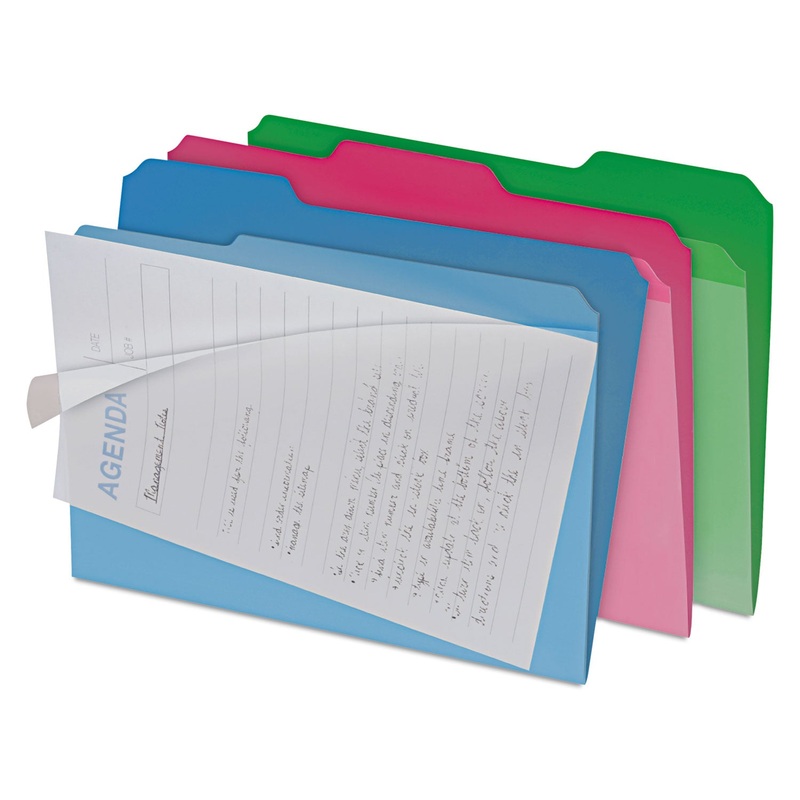 CLEAR VIEW INTERIOR FILE FOLDERS, 1/3-CUT TABS, LETTER SIZE, ASSORTED, 6/PACK