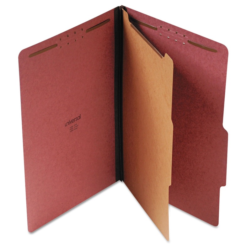 FOUR-, SIX- AND EIGHT-SECTION CLASSIFICATION FOLDERS, 1 DIVIDER, LEGAL SIZE, RED, 10/BOX