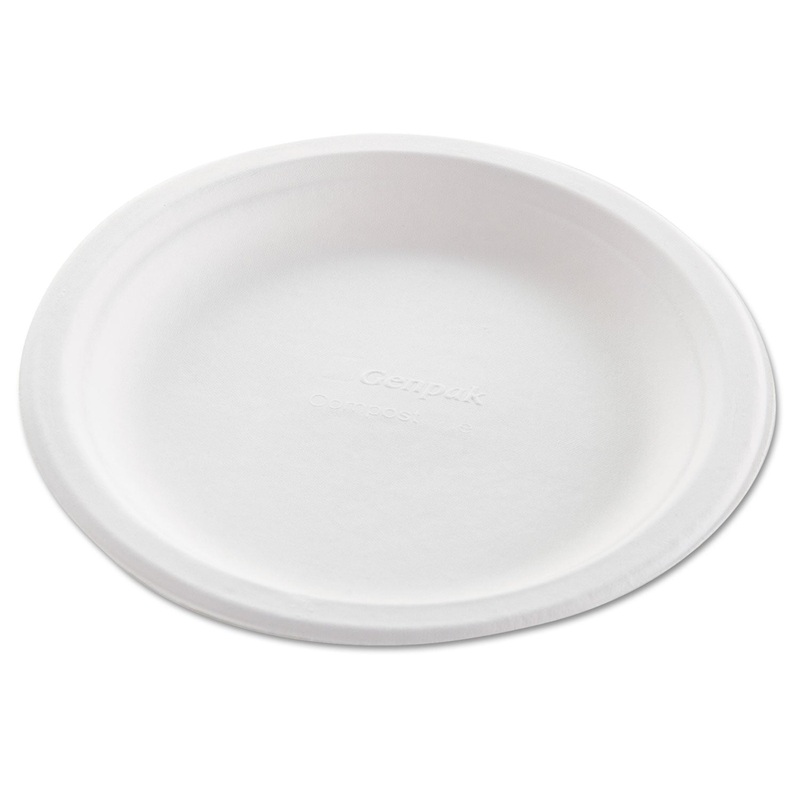 Harvest Fiber Dinnerware, Plate, 8 3/4″ Diameter, Natural White, 50/pack, 10/ct