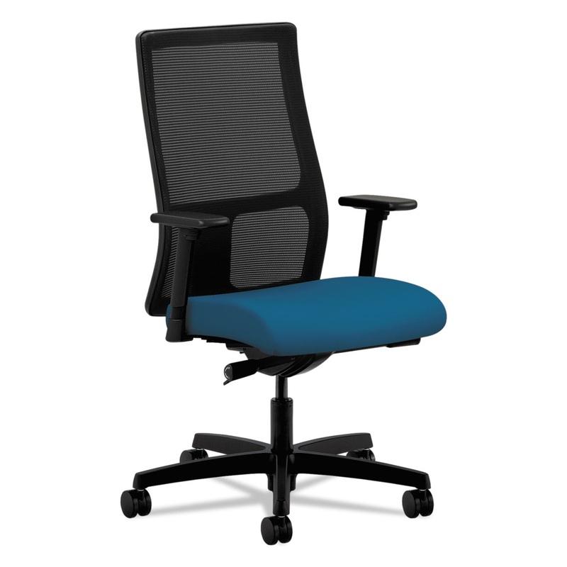 IGNITION SERIES MESH MID-BACK WORK CHAIR, SUPPORTS UP TO 300 LBS., PEACOCK SEAT/BLACK BACK, BLACK BASE