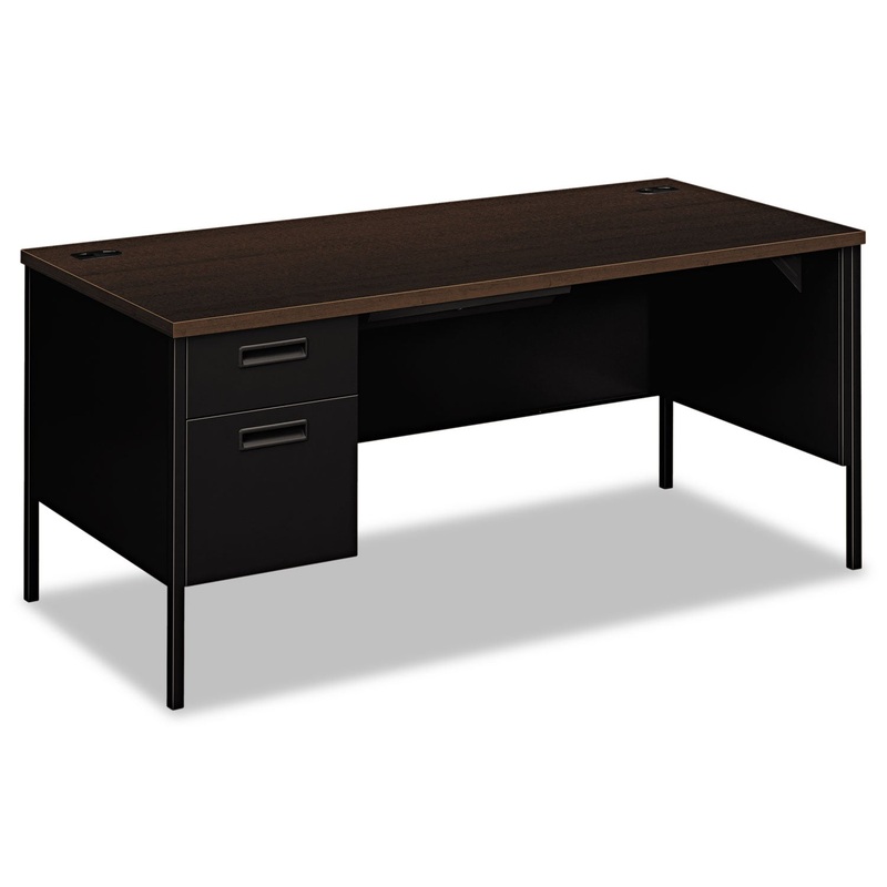 METRO CLASSIC LEFT PEDESTAL DESK, 66W X 30D X 29.5H, MOCHA/BLACK