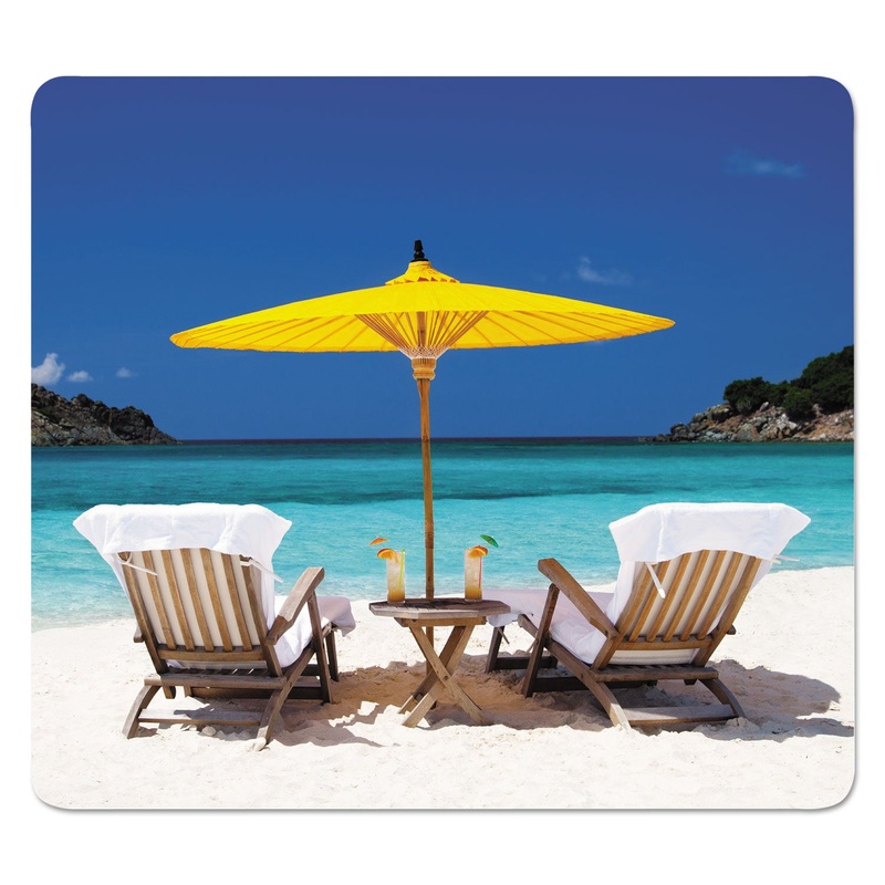 Recycled Mouse Pads, Caribbean Beach Design, 9 X 1/16