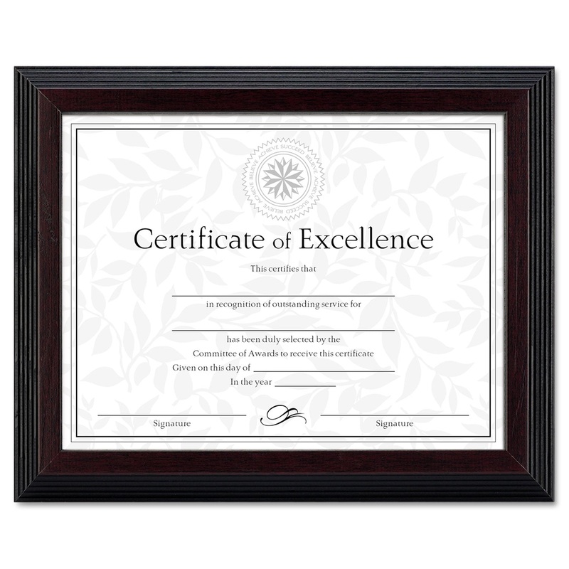 Stepped Award/certificate Frame, 8 1/2 X 11, Black W/walnut Trim