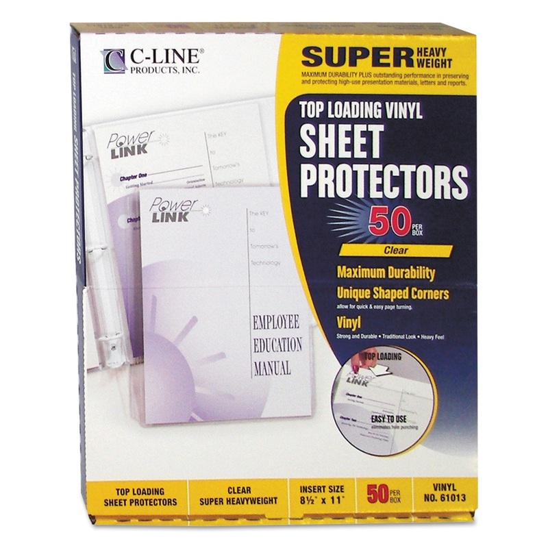 SUPER HEAVYWEIGHT VINYL SHEET PROTECTORS, CLEAR, 2 SHEETS, 11 X 8 1/2, 50/BX