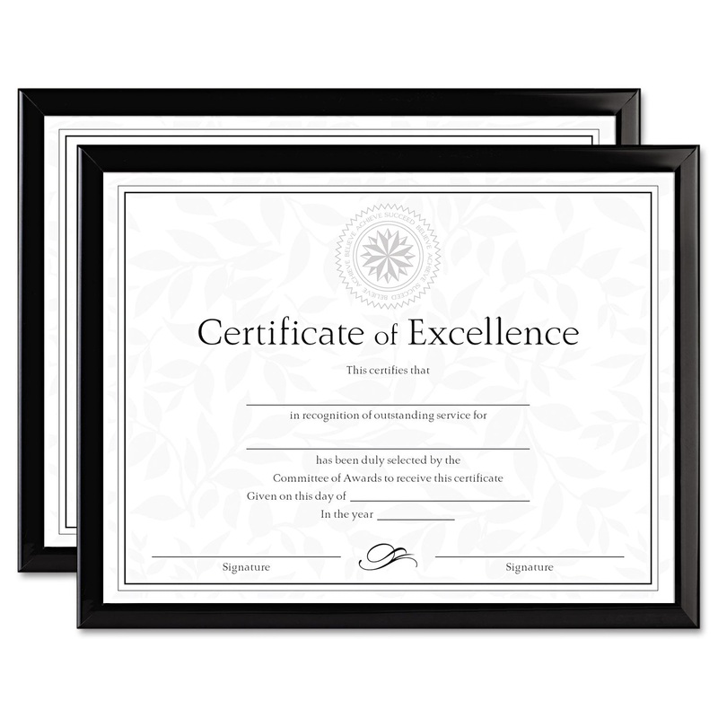 Value U-Channel Document Frames W/certificates, 8 1/2 X 11, Black, 2/pack