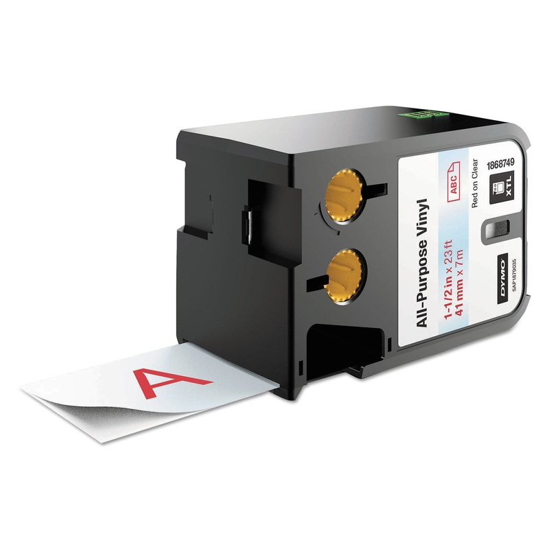 XTL ALL-PURPOSE VINYL LABELS, 1.5″ X 24.6 FT, CLEAR/RED PRINT