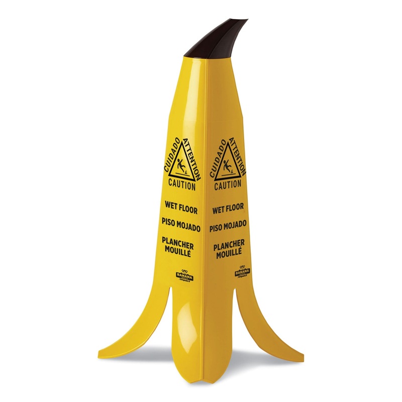 BANANA WET FLOOR CONES, 11 X 11.15 X 23.25, YELLOW/BROWN/BLACK