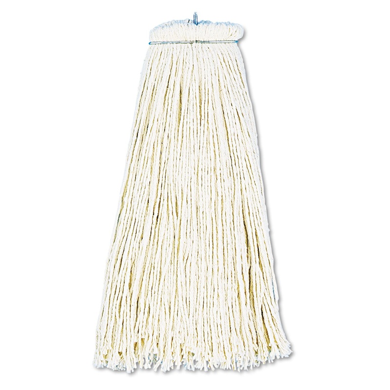 Cut-End Lie-Flat Wet Mop Head, Cotton, 16oz, White, 12/carton
