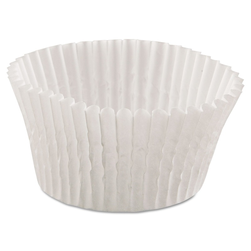 Fluted Bake Cups, 4 1/2 Dia X 1 1/4h, White, 500/pack, 20 Pack/carton