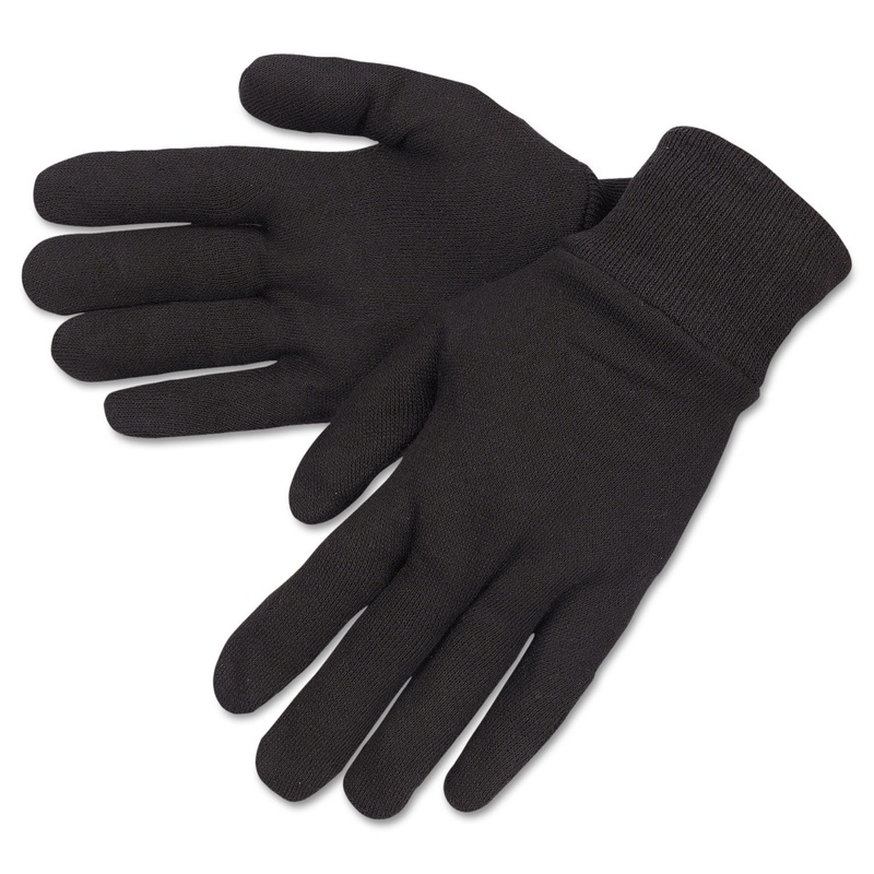 General Purpose Jersey Cotton Clute Gloves, One Size, Brown, 12 Pairs