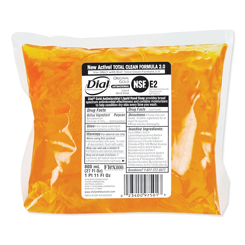 LIQUID GOLD SOAP REFILL, FLORAL SCENT, DISPENSER, 800 ML BAG