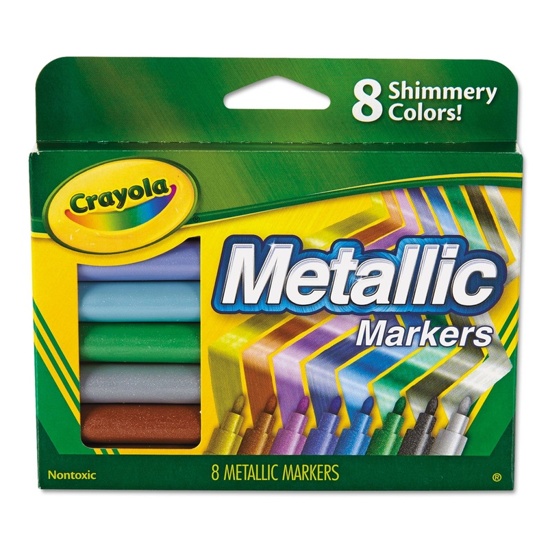 METALLIC MARKERS, MEDIUM BULLET TIP, ASSORTED COLORS, 8/SET