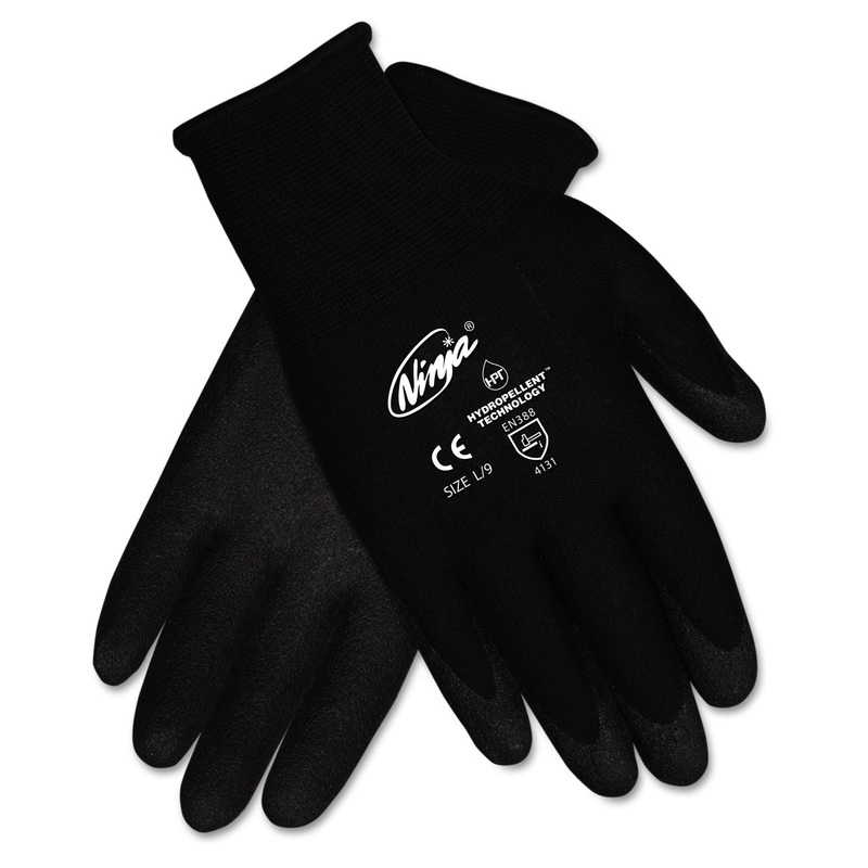 Ninja Hpt Pvc Coated Nylon Gloves, Medium, Black, Pair