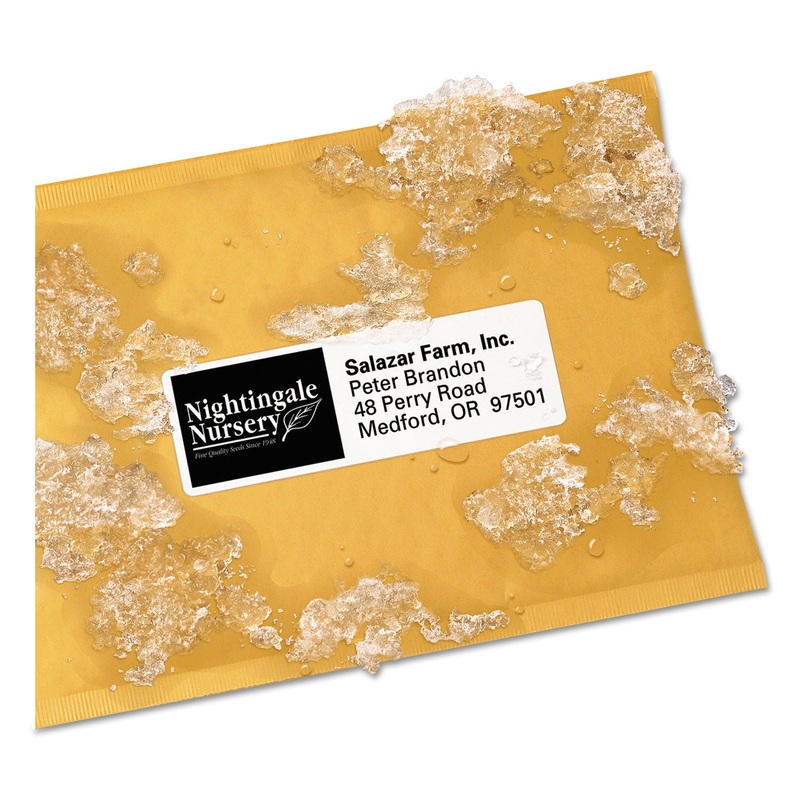 WEATHERPROOF DURABLE MAILING LABELS W/ TRUEBLOCK TECHNOLOGY, LASER PRINTERS, 1.33 X 4, WHITE, 14/SHEET, 50 SHEETS/PACK